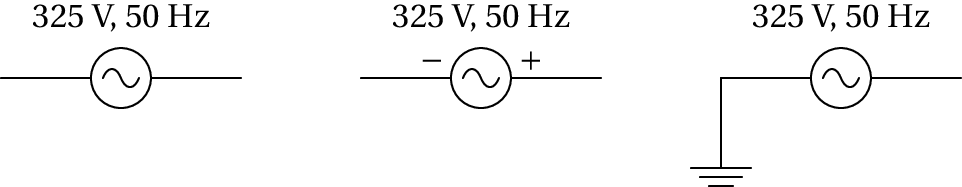 Diagrama de uma fonte de voltagem alternada