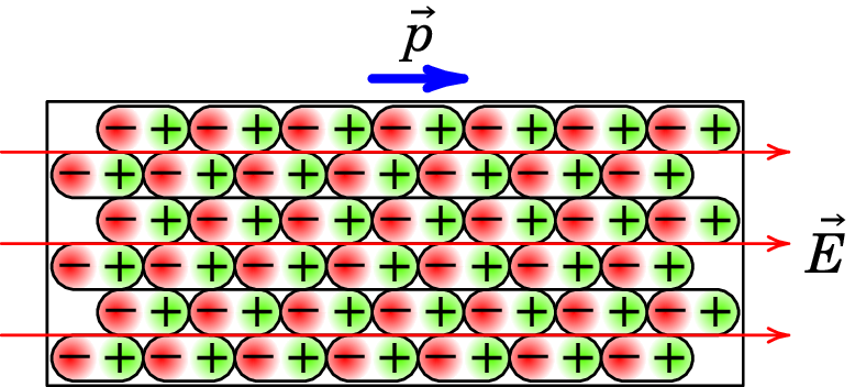 Barra de material dielétrico polarizada por um campo
elétrico.
